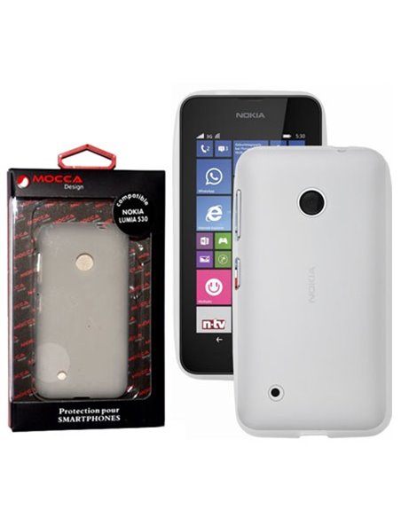 CUSTODIA GEL TPU SILICONE per NOKIA LUMIA 530 COLORE BIANCO-TRASPARENTE ALTA QUALITA' MOCCA BLISTER