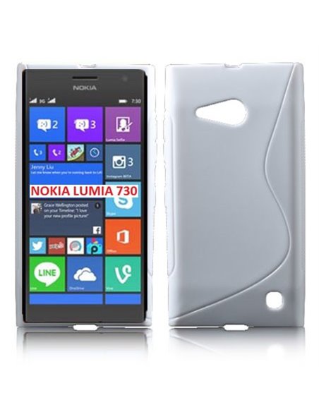 CUSTODIA GEL TPU SILICONE DOUBLE per NOKIA LUMIA 730 DUAL SIM, LUMIA 735 COLORE BIANCO