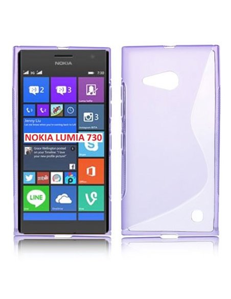 CUSTODIA GEL TPU SILICONE DOUBLE per NOKIA LUMIA 730 DUAL SIM, LUMIA 735 COLORE VIOLA