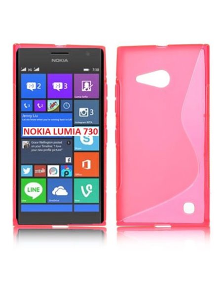 CUSTODIA GEL TPU SILICONE DOUBLE per NOKIA LUMIA 730 DUAL SIM, LUMIA 735 COLORE ROSA