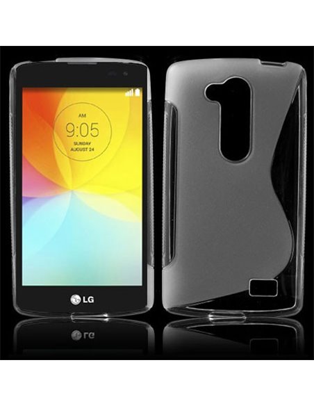 CUSTODIA GEL TPU SILICONE DOUBLE per LG L FINO, D290N, D295 COLORE BIANCO-TRASPARENTE