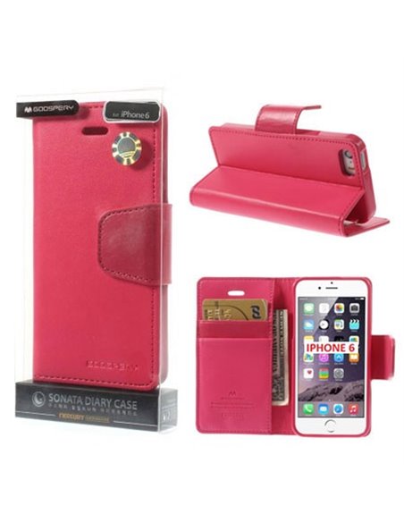 CUSTODIA FLIP ORIZZONTALE PELLE per APPLE IPHONE 6, IPHONE 6S 4.7' POLLICI CON INTERNO IN TPU E STAND FUCSIA ALTA QUALITA' SONAT