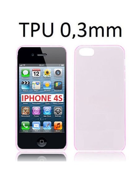 CUSTODIA GEL TPU SILICONE ULTRA SLIM 0,3mm per APPLE IPHONE 4, IPHONE 4s COLORE ROSA TRASPARENTE