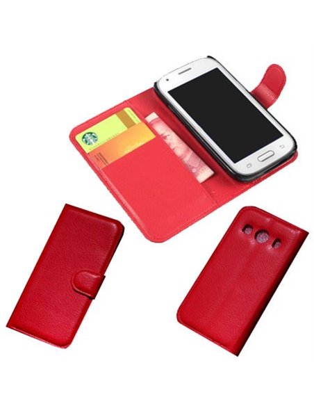 CUSTODIA FLIP ORIZZONTALE PELLE per SAMSUNG G357 GALAXY ACE 4 CON STAND, TASCHE PORTA CARTE E CHIUSURA MAGNETICA COLORE ROSSO