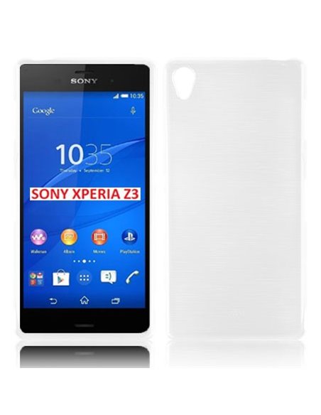 CUSTODIA TPU SILICONE per SONY XPERIA Z3 COLORE BIANCO EFFETTO METALLICO