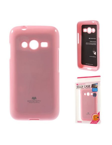 CUSTODIA GEL TPU SILICONE per SAMSUNG G313H GALAXY TREND 2, G318 TREND 2 LITE ROSA LUCIDO CON GLITTER ALTA QUALITA' MERCURY