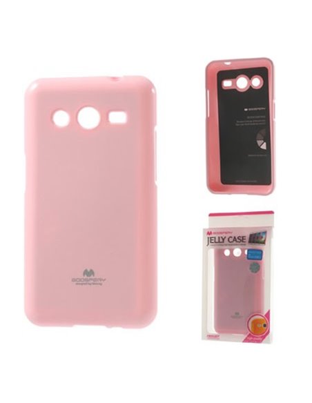 CUSTODIA GEL TPU SILICONE per SAMSUNG G355 GALAXY CORE 2 DUOS COLORE ROSA LUCIDO CON GLITTER ALTA QUALITA' MERCURY BLISTER