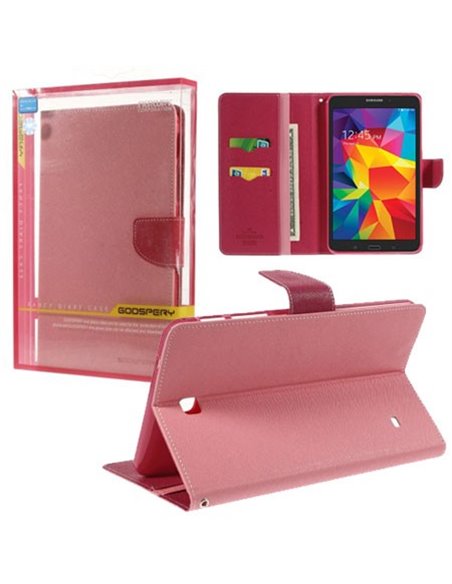 CUSTODIA BOOK ORIZZONTALE per SAMSUNG GALAXY TAB 4 8.0, SM-T330 CON STAND E INTERNO IN TPU SILICONE COLORE ROSA ALTA QUALITA'