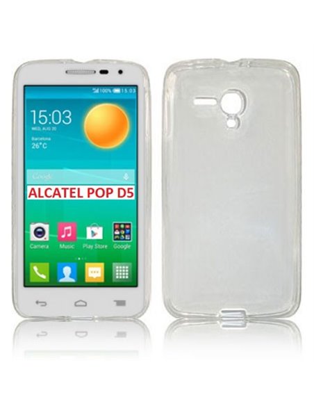 CUSTODIA GEL TPU SILICONE per ALCATEL ONE TOUCH POP D5 5038D COLORE BIANCO TRASPARENTE