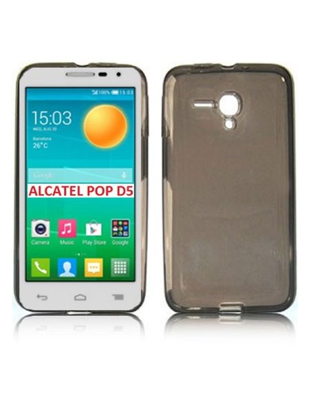 CUSTODIA GEL TPU SILICONE per ALCATEL ONE TOUCH POP D5 5038D COLORE NERO TRASPARENTE