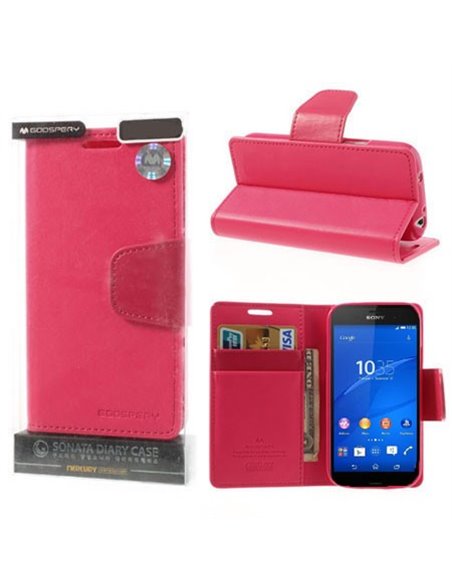 CUSTODIA FLIP ORIZZONTALE PELLE per SONY XPERIA Z3 CON INTERNO IN TPU SILICONE E STAND BLU SONATA BLISTER