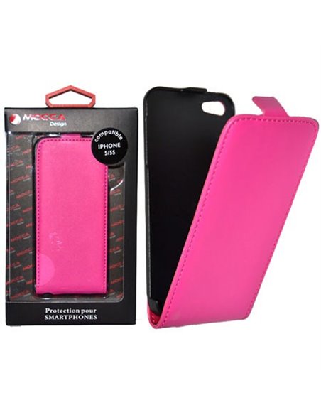 CUSTODIA FLIP VERTICALE SLIM PELLE per APPLE IPHONE 5, IPHONE 5s COLORE ROSA ALTA QUALITA' MOCCA BLISTER