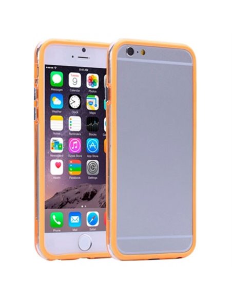 CUSTODIA GEL TPU SILICONE BUMPER per APPLE IPHONE 6 PLUS, IPHONE 6S PLUS 5.5' POLLICI COLORE ARANCIONE-TRASPARENTE-ARANCIONE