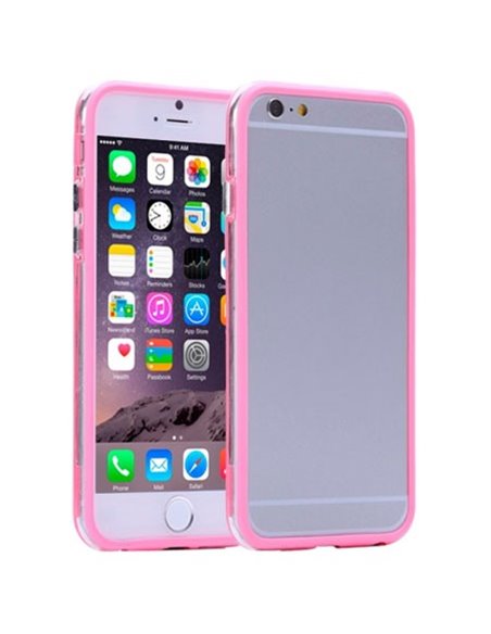 CUSTODIA GEL TPU SILICONE BUMPER per APPLE IPHONE 6 PLUS, IPHONE 6S PLUS 5.5' POLLICI COLORE ROSA-TRASPARENTE-ROSA