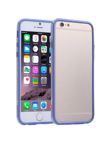 CUSTODIA GEL TPU SILICONE BUMPER per APPLE IPHONE 6 PLUS, IPHONE 6S PLUS 5.5' POLLICI COLORE BLU-TRASPARENTE-BLU