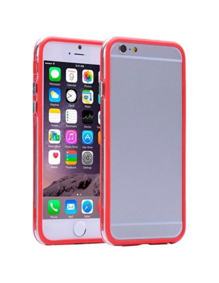 CUSTODIA GEL TPU SILICONE BUMPER per APPLE IPHONE 6 PLUS, IPHONE 6S PLUS 5.5' POLLICI COLORE ROSSO-TRASPARENTE-ROSSO