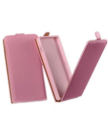 CUSTODIA FLIP VERTICALE SLIM PELLE per SAMSUNG SM-A500 GALAXY A5 (NO VERSIONE 2016) CON INTERNO IN TPU COLORE ROSA