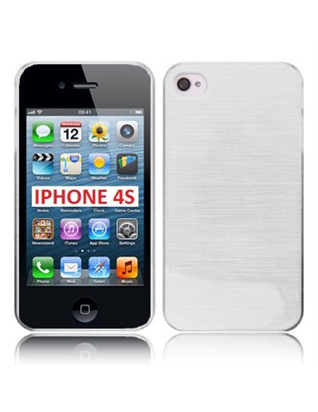 CUSTODIA per APPLE IPHONE 4, IPHONE 4s - BACK RIGIDA COLORE BIANCO EFFETTO METALLICO