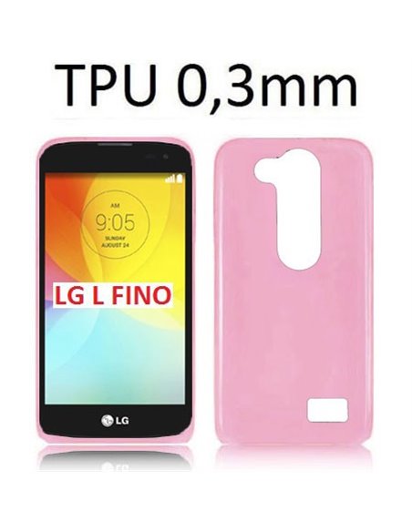 CUSTODIA GEL TPU SILICONE ULTRA SLIM 0,3mm per LG L FINO, D290N, D295 COLORE ROSA TRASPARENTE