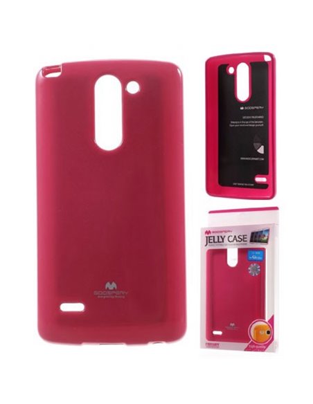 CUSTODIA GEL TPU SILICONE per LG G3 STYLUS D690, G3 STYLUS D690N COLORE FUCSIA LUCIDO CON GLITTER ALTA QUALITA' MERCURY BLISTER