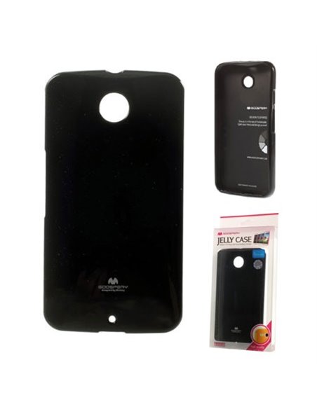 CUSTODIA GEL TPU SILICONE per MOTOROLA NEXUS 6 COLORE NERO LUCIDO CON GLITTER ALTA QUALITA' MERCURY BLISTER