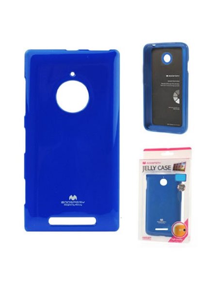 CUSTODIA GEL TPU SILICONE per NOKIA LUMIA 830 COLORE BLU LUCIDO CON GLITTER ALTA QUALITA' MERCURY BLISTER