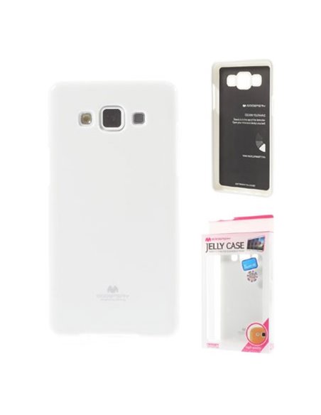 CUSTODIA GEL TPU SILICONE per SAMSUNG SM-A500 GALAXY A5 (NO VERSIONE 2016) BIANCO LUCIDO CON GLITTER ALTA QUALITA' MERCURY