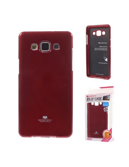 CUSTODIA GEL TPU SILICONE per SAMSUNG SM-A500 GALAXY A5 (NO VERSIONE 2016) ROSSO LUCIDO CON GLITTER ALTA QUALITA' MERCURY