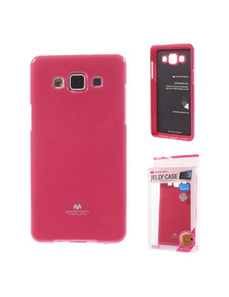 CUSTODIA GEL TPU SILICONE per SAMSUNG SM-A500 GALAXY A5 (NO VERSIONE 2016) FUCSIA LUCIDO CON GLITTER ALTA QUALITA' MERCURY