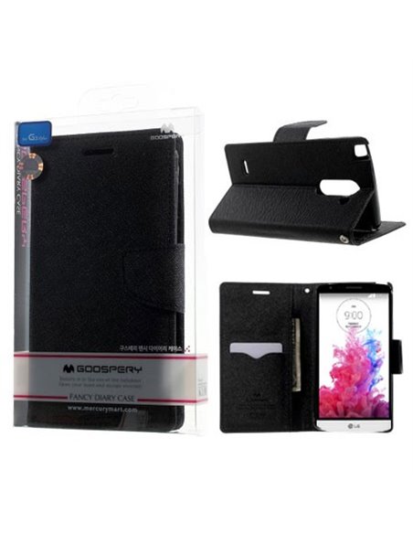 CUSTODIA FLIP ORIZZONTALE per LG G3 STYLUS D690 CON INTERNO IN TPU, STAND E PORTA CARTE COLORE NERO FANCY DIARY BLISTER MERCURY