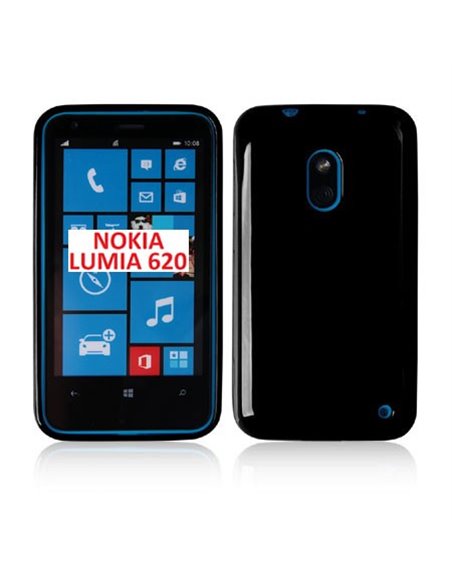 CUSTODIA GEL TPU SILICONE LUCIDO per NOKIA LUMIA 620 COLORE NERO