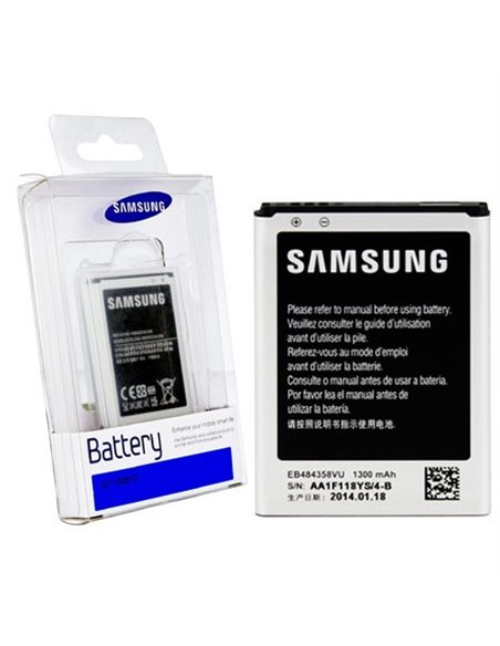 BATTERIA ORIGINALE SAMSUNG per S6810 GALAXY FAME, S6812 GALAXY FAME DUOS 1300 mAh LI-ION EB484358VUCSTD BLISTER