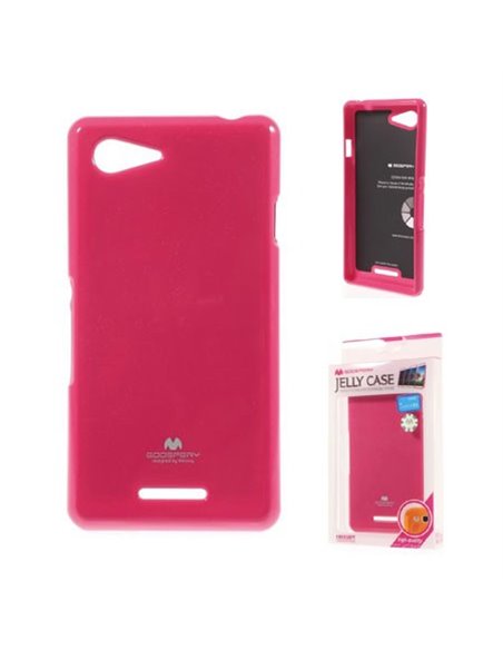 CUSTODIA GEL TPU SILICONE per SONY XPERIA E3 COLORE FUCSIA LUCIDO CON GLITTER ALTA QUALITA' MERCURY BLISTER