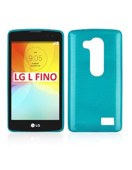 CUSTODIA TPU SILICONE per LG L FINO, D290N, D295 COLORE BLU EFFETTO METALLICO