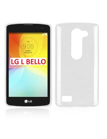 CUSTODIA TPU SILICONE per LG L BELLO, D331, L PRIME, D337 COLORE BIANCO EFFETTO METALLICO