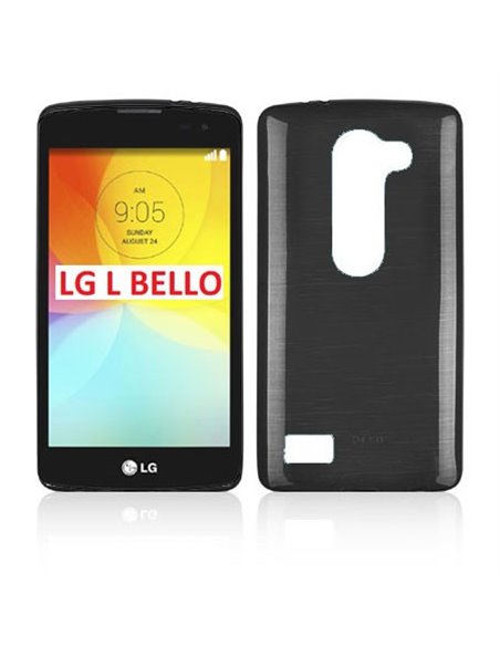 CUSTODIA TPU SILICONE per LG L BELLO, D331, L PRIME, D337 COLORE NERO EFFETTO METALLICO