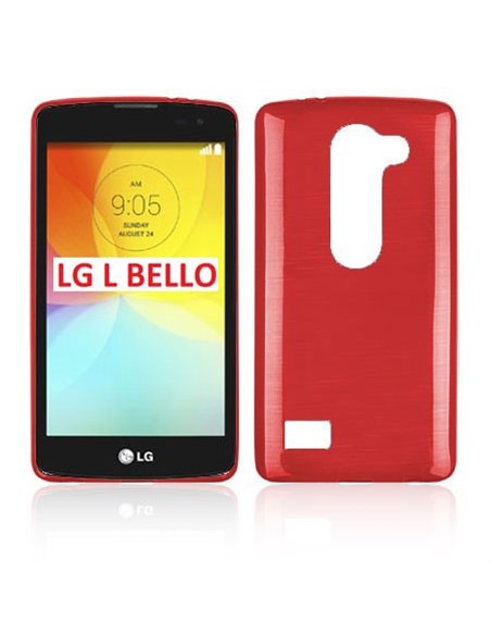 CUSTODIA TPU SILICONE per LG L BELLO, D331, L PRIME, D337 COLORE ROSSO EFFETTO METALLICO