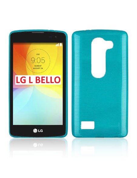 CUSTODIA TPU SILICONE per LG L BELLO, D331, L PRIME, D337 COLORE BLU EFFETTO METALLICO