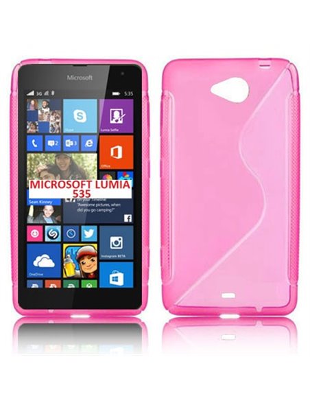 CUSTODIA GEL TPU SILICONE DOUBLE per MICROSOFT LUMIA 535, LUMIA 535 DUAL COLORE ROSA