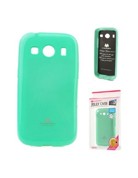 CUSTODIA GEL TPU SILICONE per SAMSUNG G357 GALAXY ACE 4  COLORE VERDE ACQUA LUCIDO CON GLITTER ALTA QUALITA' MERCURY BLISTER