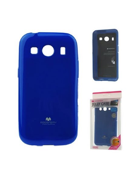 CUSTODIA GEL TPU SILICONE per SAMSUNG G357 GALAXY ACE 4  COLORE BLU LUCIDO CON GLITTER ALTA QUALITA' MERCURY BLISTER