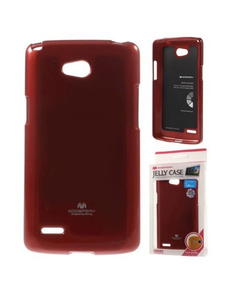 CUSTODIA GEL TPU SILICONE per LG L80 DUAL, D380 COLORE ROSSO LUCIDO CON GLITTER ALTA QUALITA' MERCURY BLISTER