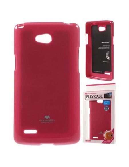 CUSTODIA GEL TPU SILICONE per LG L80 DUAL, D380 COLORE FUCSIA LUCIDO CON GLITTER ALTA QUALITA' MERCURY BLISTER