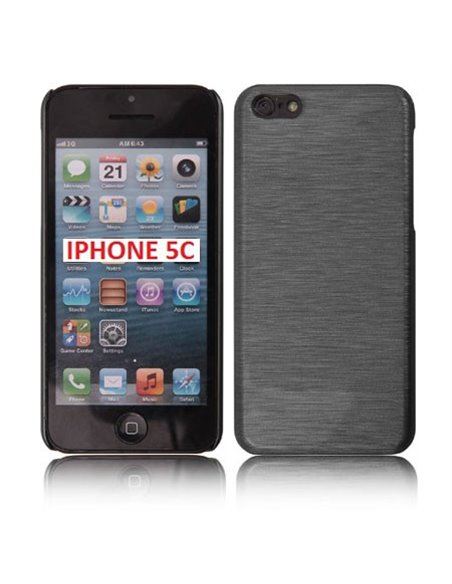 CUSTODIA BACK RIGIDA per APPLE IPHONE 5C COLORE NERO EFFETTO METALLICO