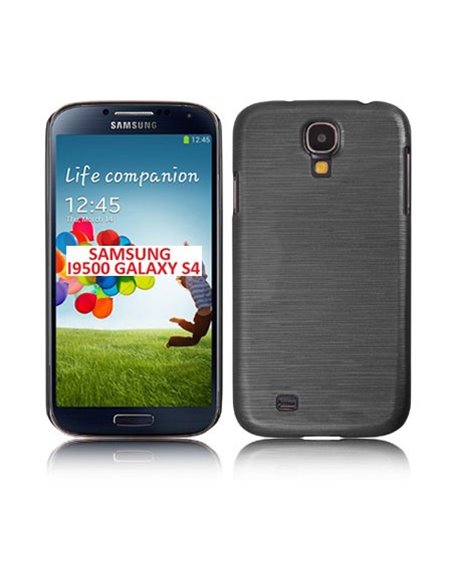 CUSTODIA BACK RIGIDA per per SAMSUNG I9500 GALAXY S4, I9505, I9502 COLORE NERO EFFETTO METALLICO