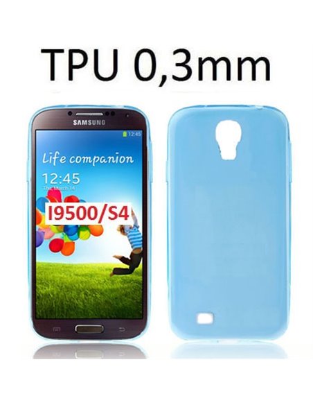 CUSTODIA GEL TPU SILICONE ULTRA SLIM 0,3mm per SAMSUNG I9500 GALAXY S4 COLORE AZZURRO TRASPARENTE