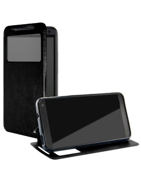 CUSTODIA FLIP ORIZZONTALE PELLE per SONY XPERIA C3, XPERIA C3 DUAL SIM, CON STAND E FINESTRA ID ED INTERNO IN TPU COLORE NERO