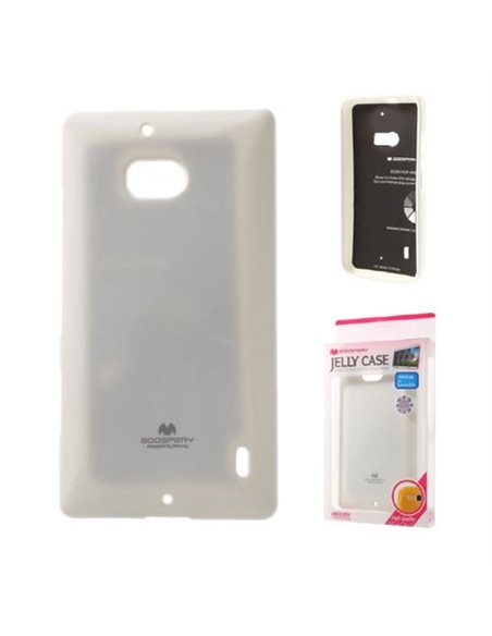 CUSTODIA GEL TPU SILICONE per NOKIA LUMIA ICON 929, LUMIA 930 COLORE BIANCO LUCIDO CON GLITTER ALTA QUALITA' MERCURY BLISTER