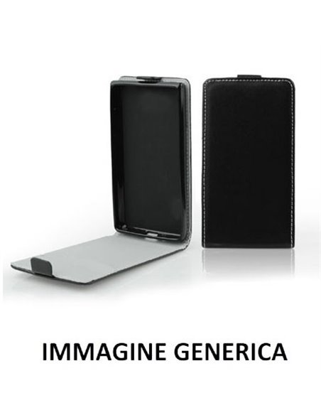 CUSTODIA FLIP VERTICALE SLIM PELLE per LG G3 STYLUS D690, G3 STYLUS D690N CON INTERNO IN TPU SILICONE COLORE NERO