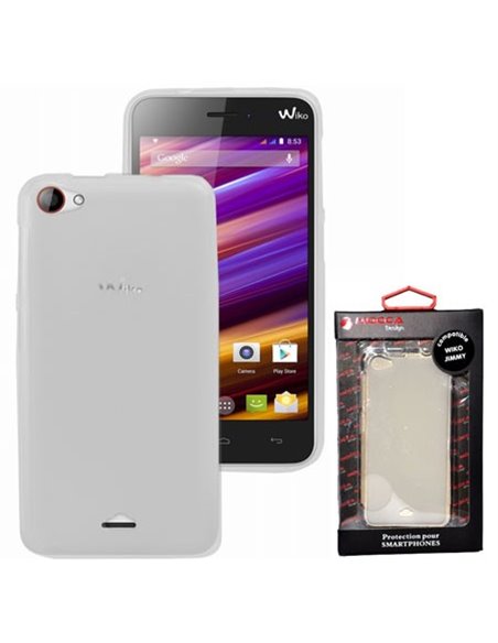 CUSTODIA GEL TPU SILICONE per WIKO JIMMY COLORE BIANCO-TRASPARENTE ALTA QUALITA' MOCCA BLISTER